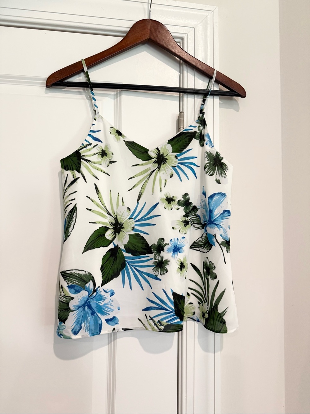 NWT Banana Republic White Floral Cami with Blue & Green Print